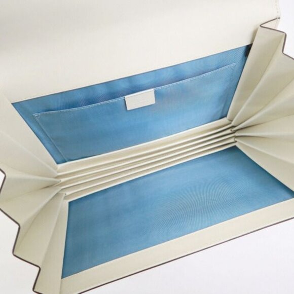 Gucci Clutch Logo Star Leather Silver White Gold - Picture 6 of 8